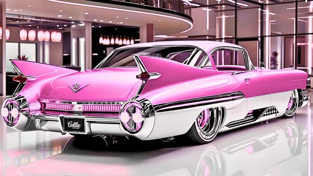Cadillac Coupe DeVille 1959 Personalizado: Estilo Rosa y Blanco Único