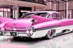 Cadillac Coupe DeVille 1959 Personalizado: Estilo Rosa y Blanco Único